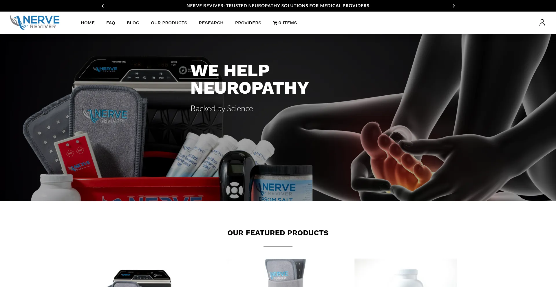 Website screenshot of Nervereviver.com