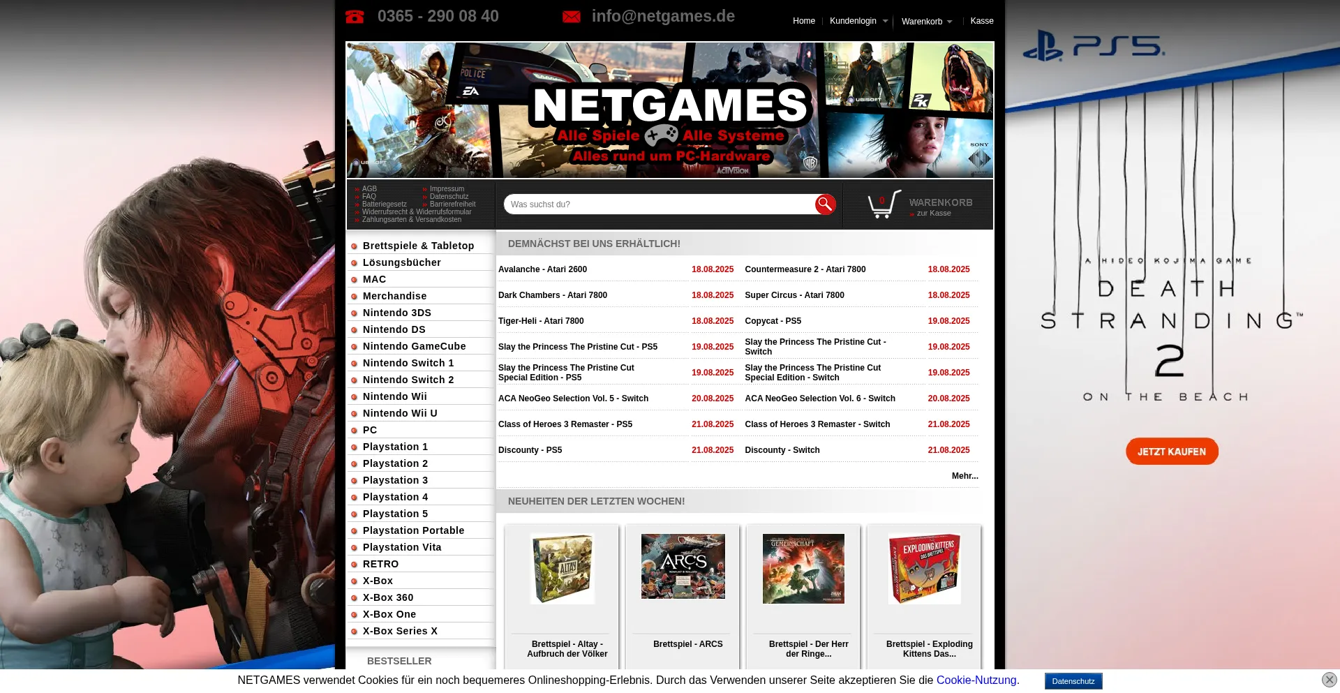 Website screenshot of Netgames.de