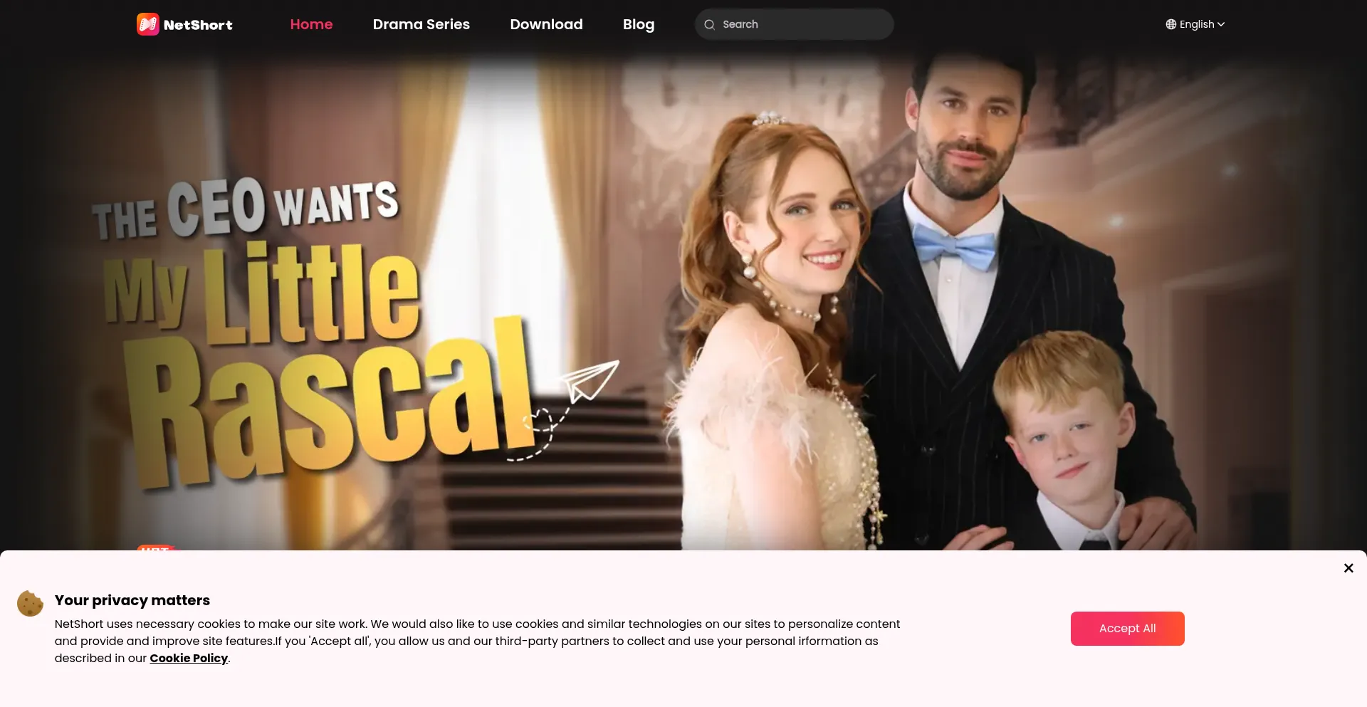 Website screenshot of Netshort.com