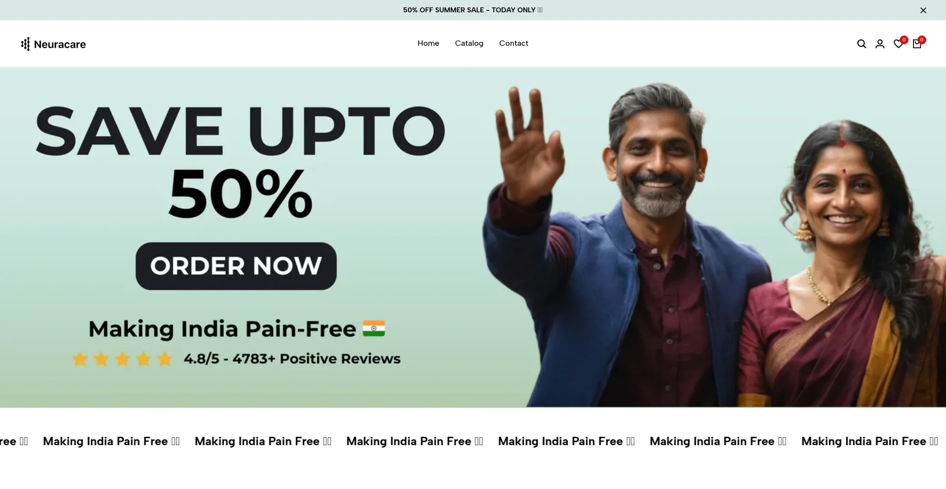 Website screenshot of Neuracare.in