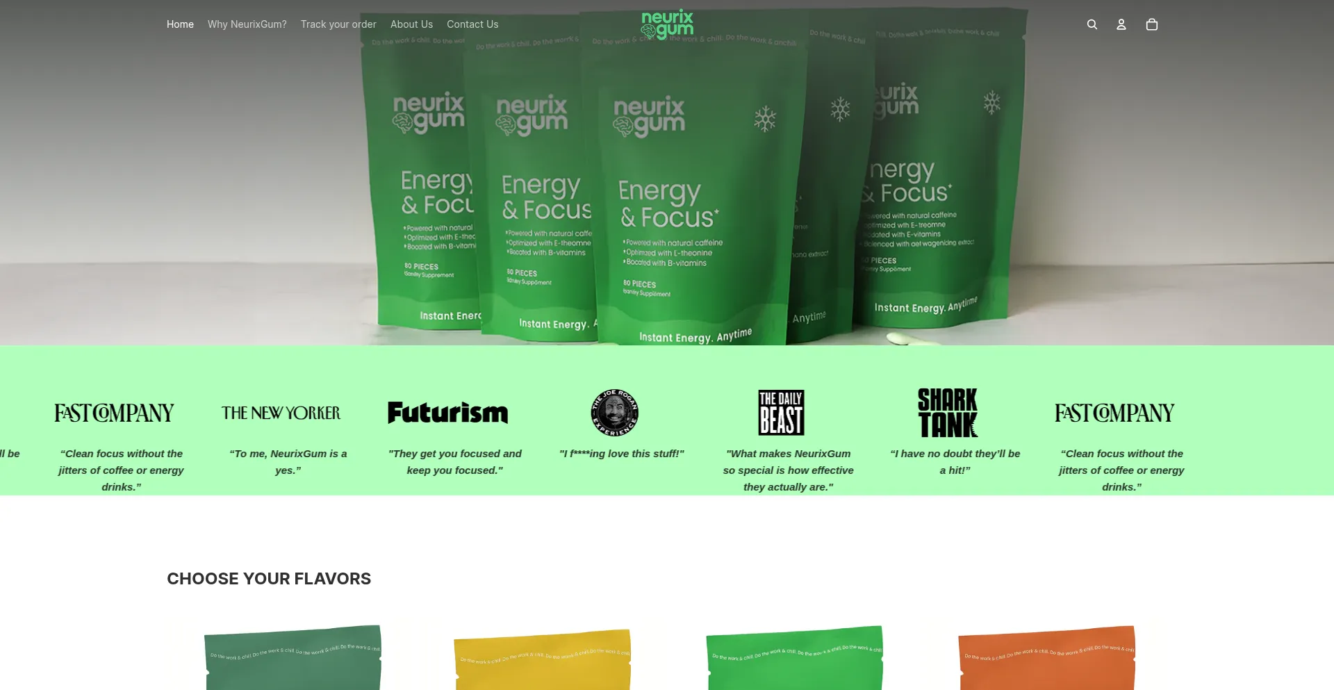 Website screenshot of Neurixgum.com