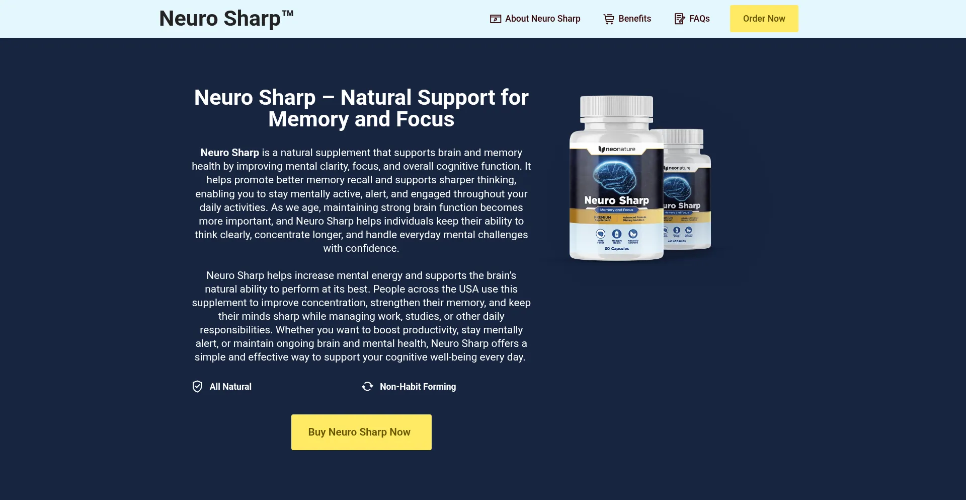 Website screenshot of Neuro--sharp.com