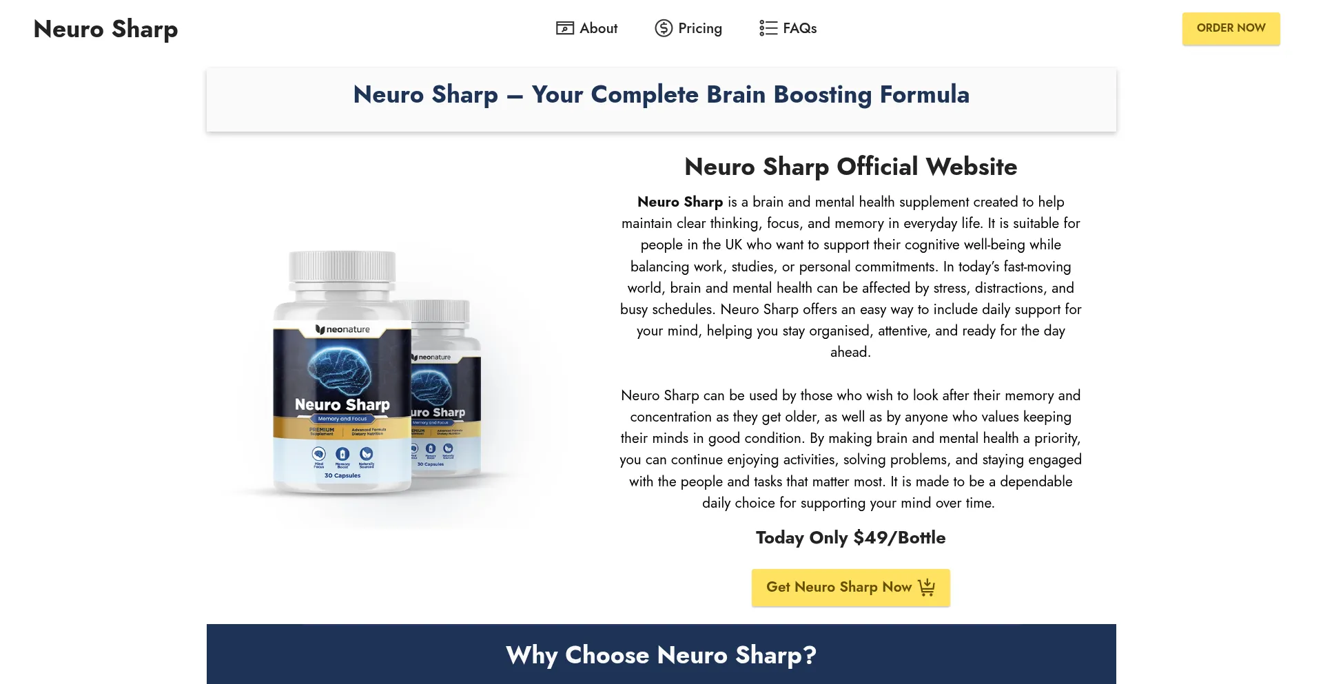 Website screenshot of Neuro-sharp.uk