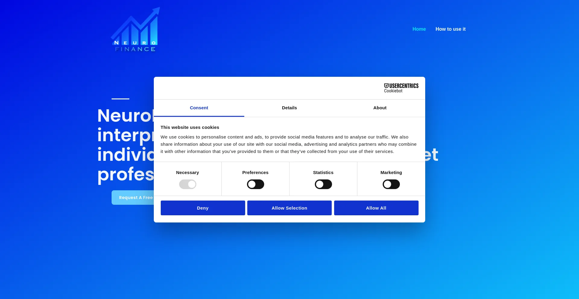 Website screenshot of Neurofinance-ai.com