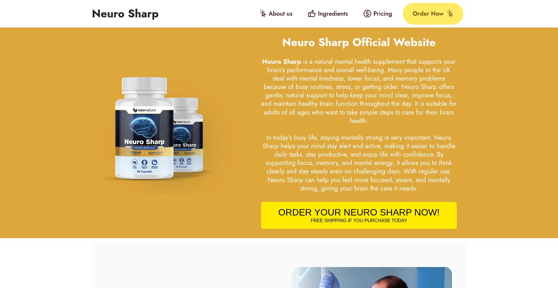 Website screenshot of Neurosharp.co.uk