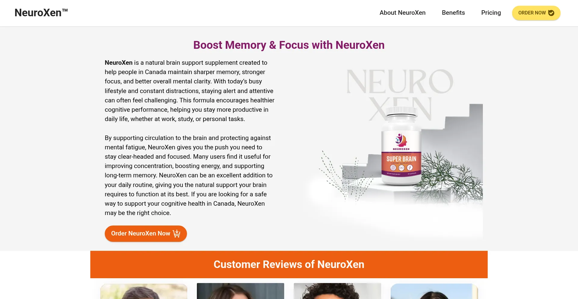 Website screenshot of Neuroxen.ca