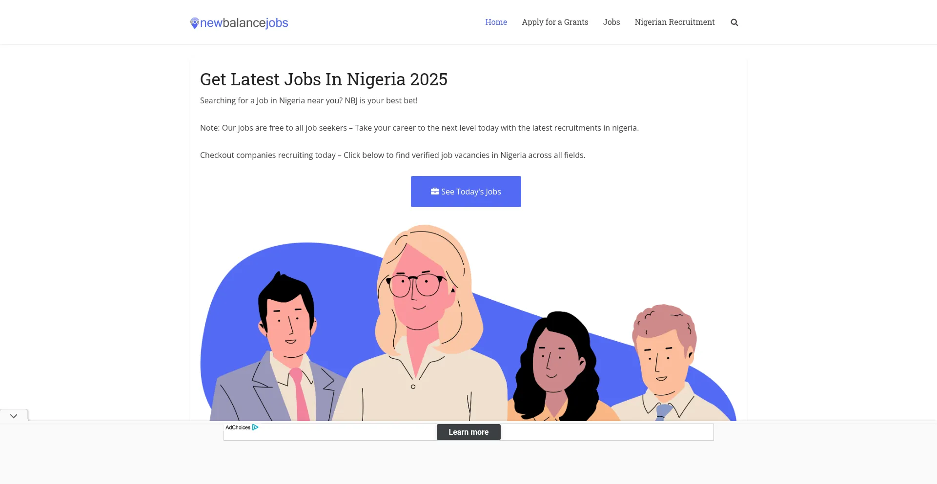 Website screenshot of Newbalancejobs.com