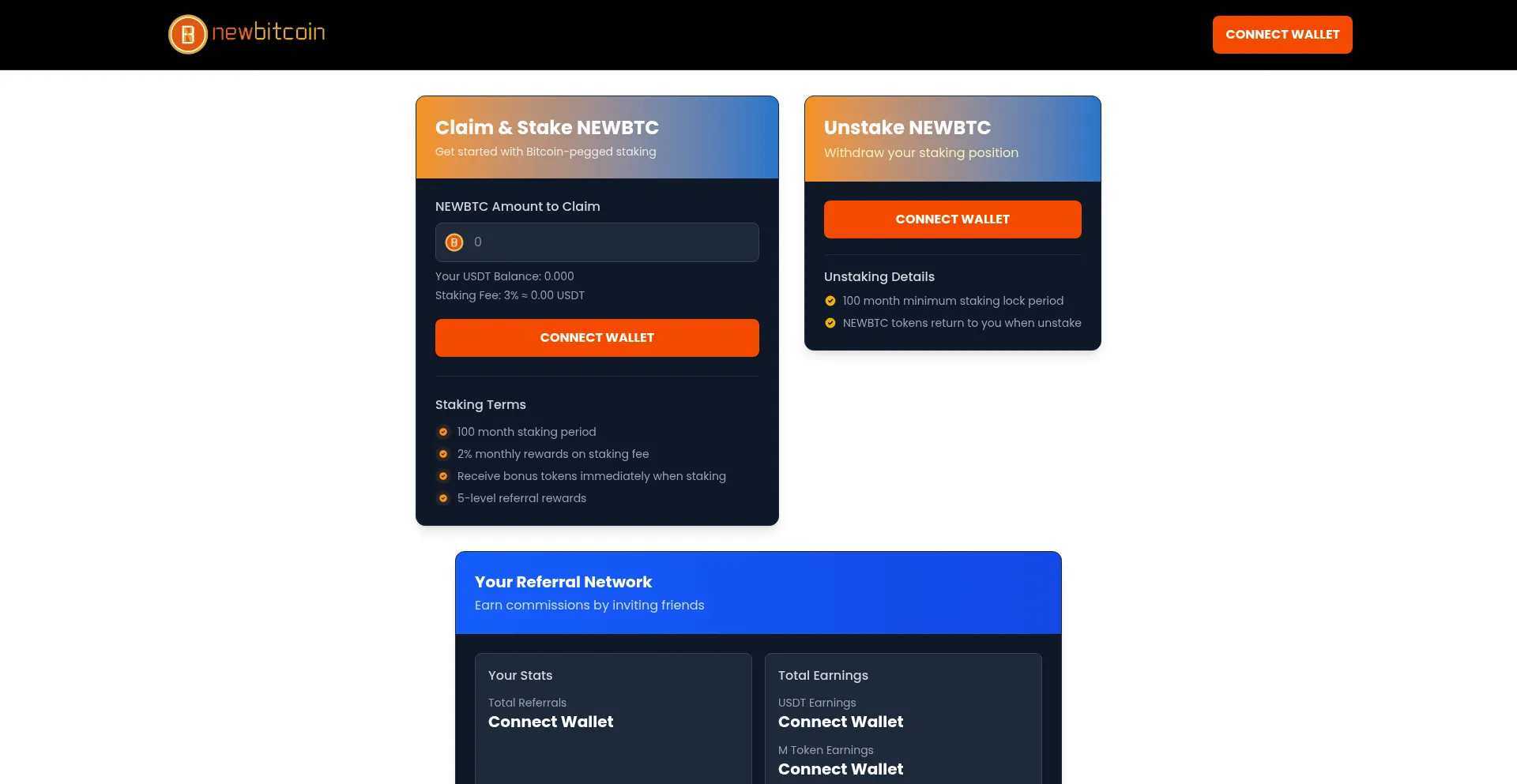 Website screenshot of Newbitcoin.pro