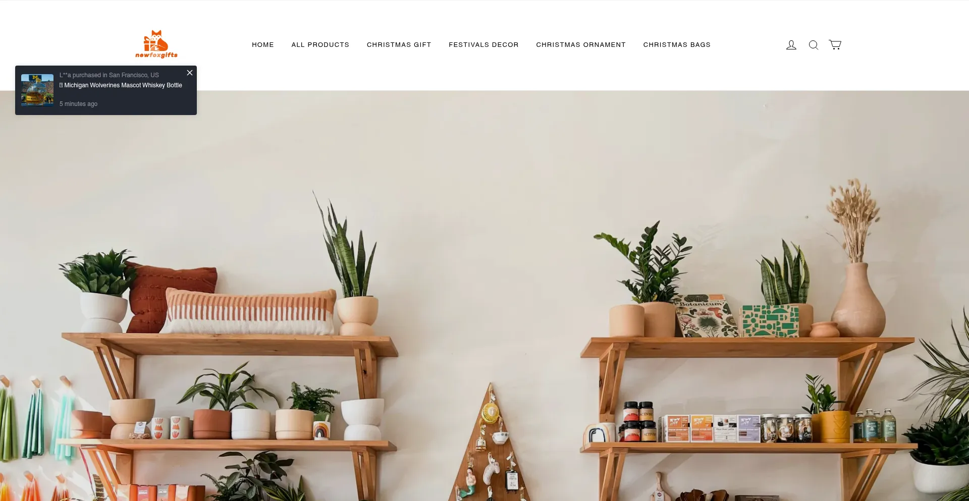 Website screenshot of Newfoxgifts.com