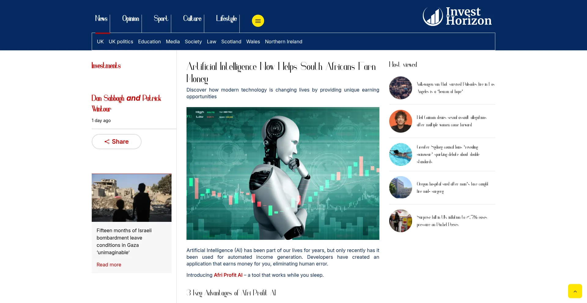 Website screenshot of Newprofitai.com