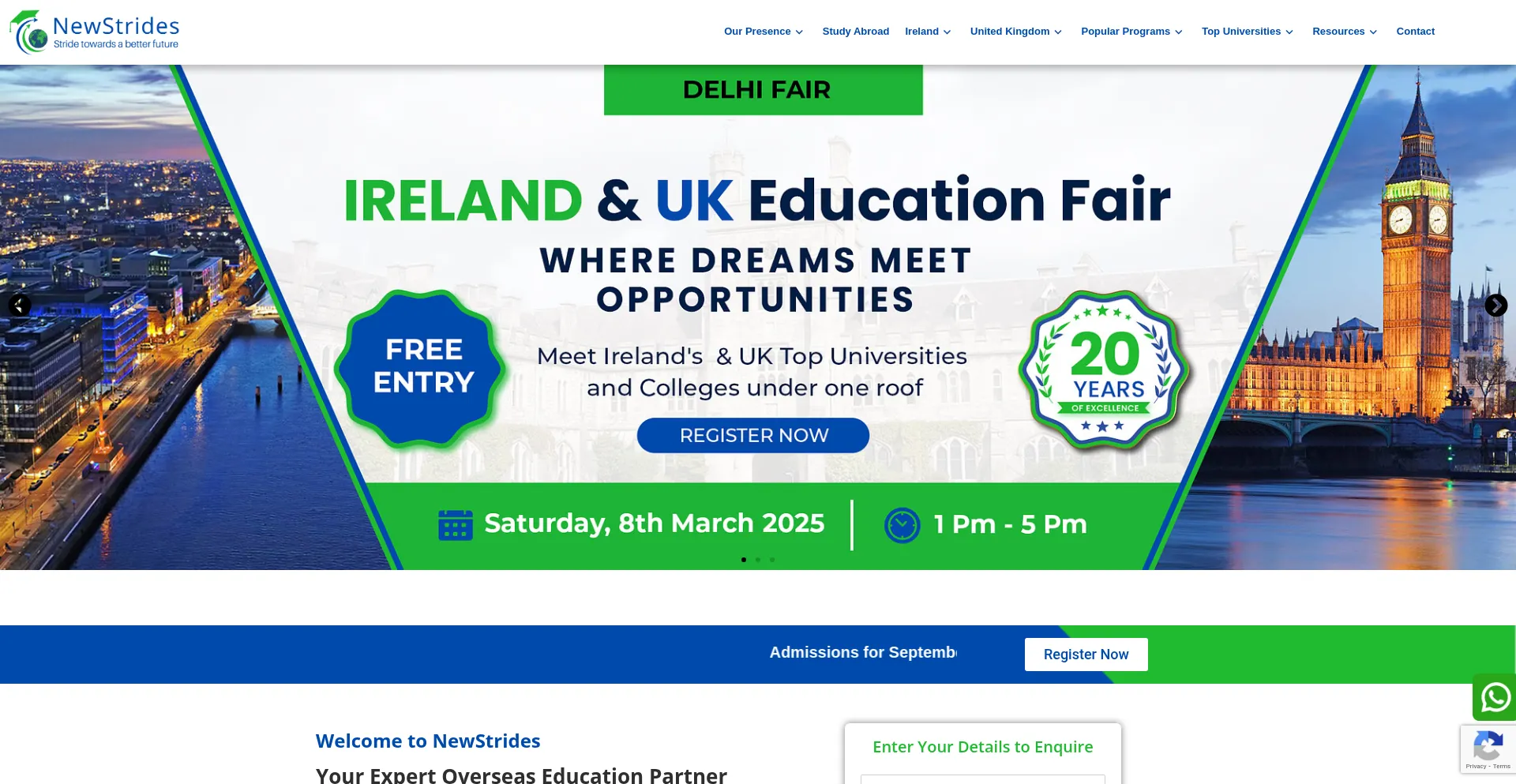 Website screenshot of Newstrides.com