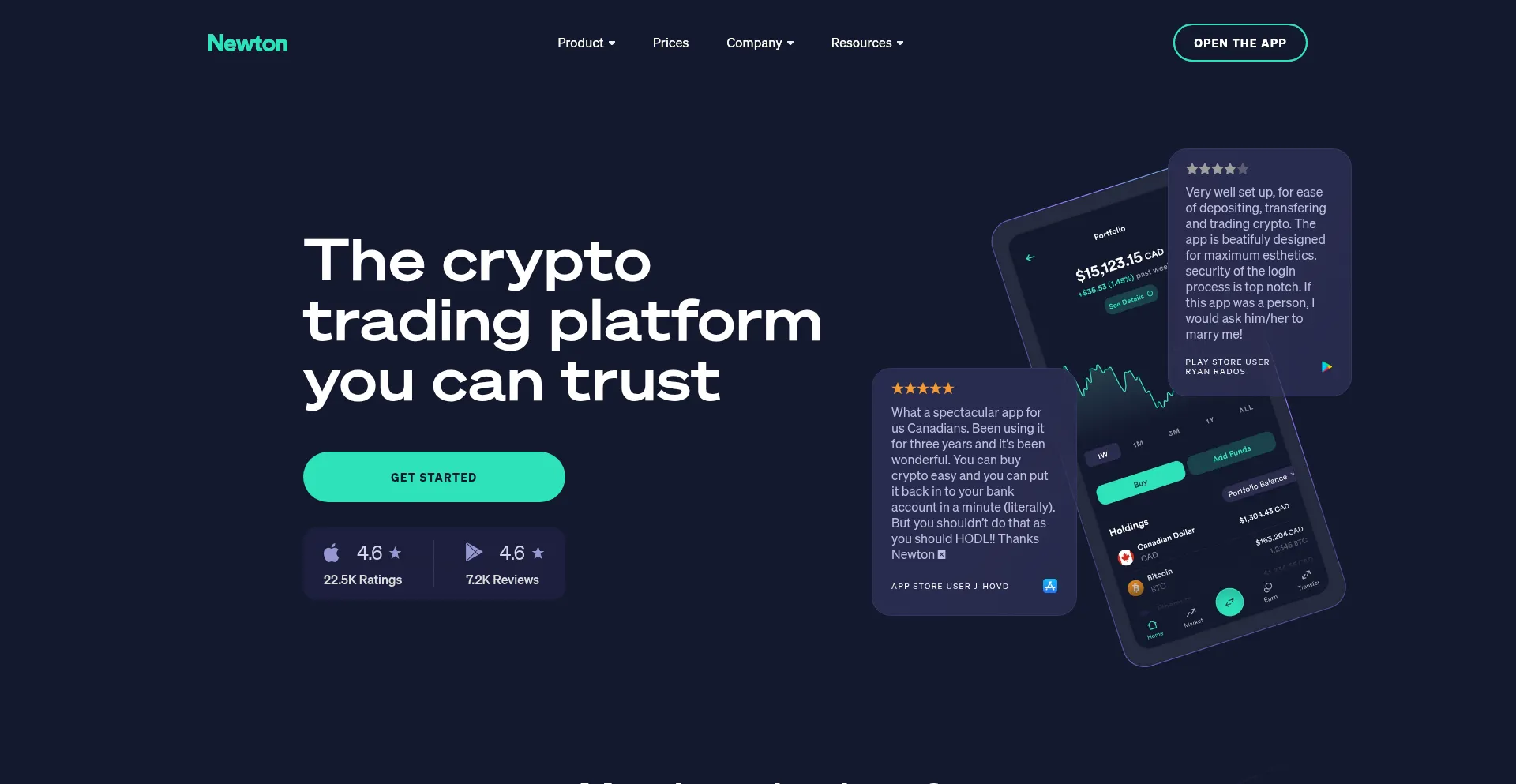 Website screenshot of Newton.co