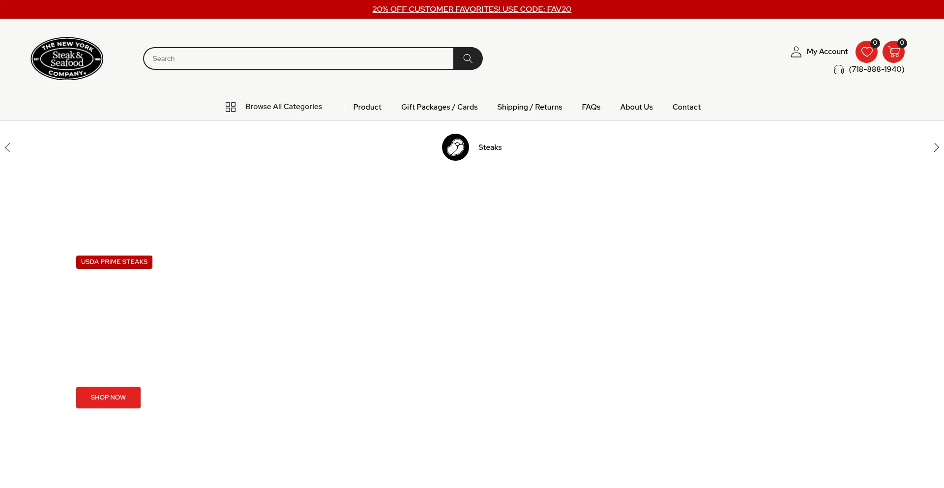 Website screenshot of Newyorksteak.com