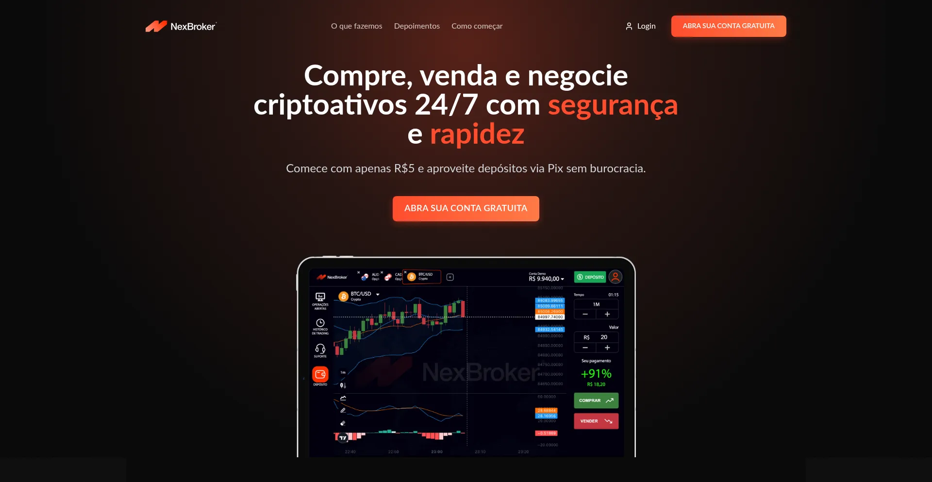 Website screenshot of Nexbroker.io