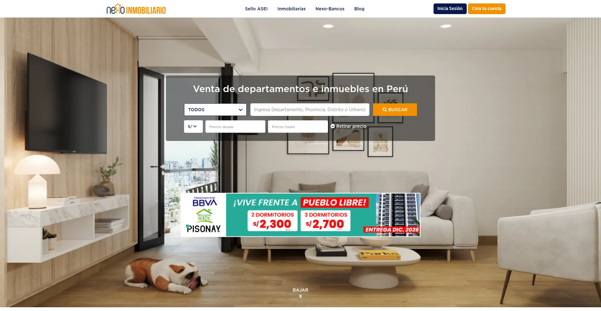 Website screenshot of Nexoinmobiliario.pe