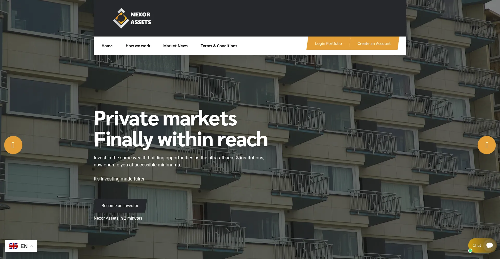 Website screenshot of Nexorassets.com