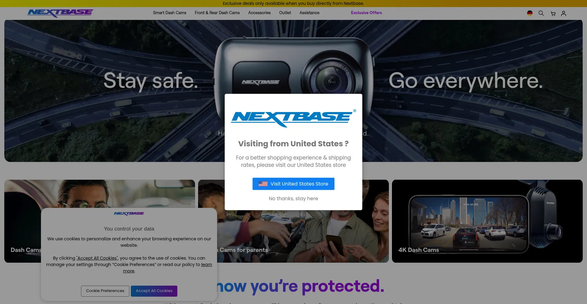 Website screenshot of Nextbase.eu