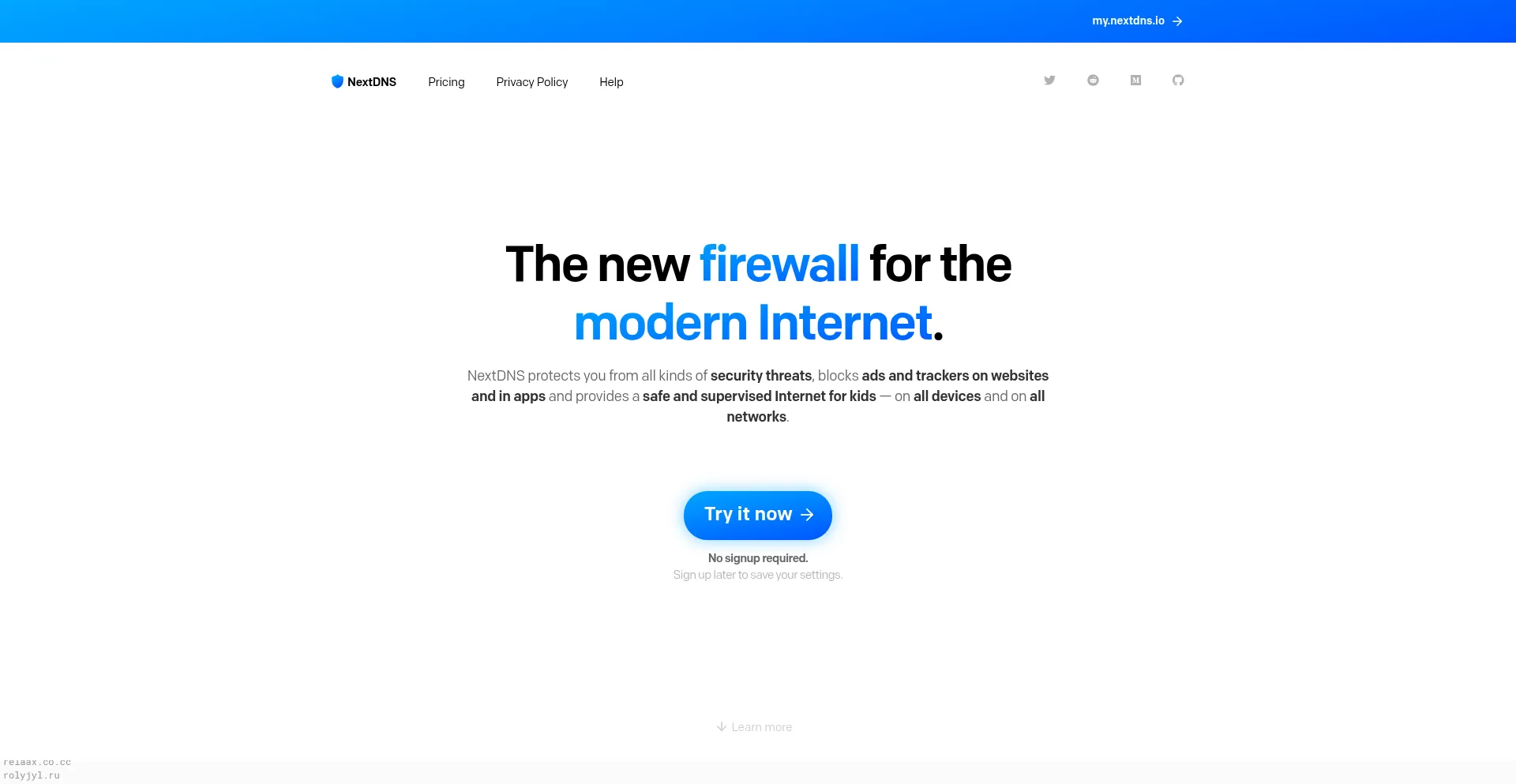 Website screenshot of Nextdns.io