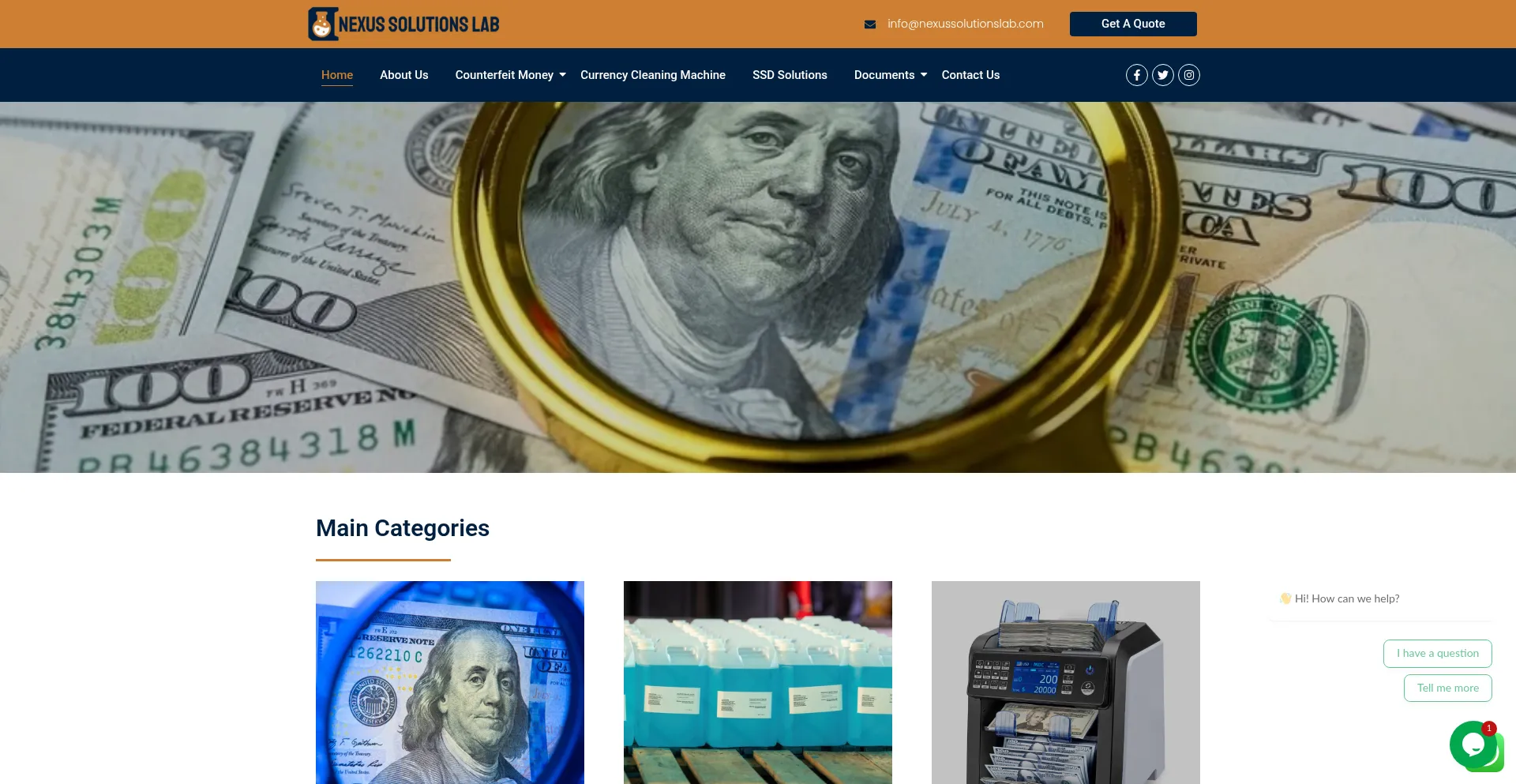 Website screenshot of Nexussolutionslab.com