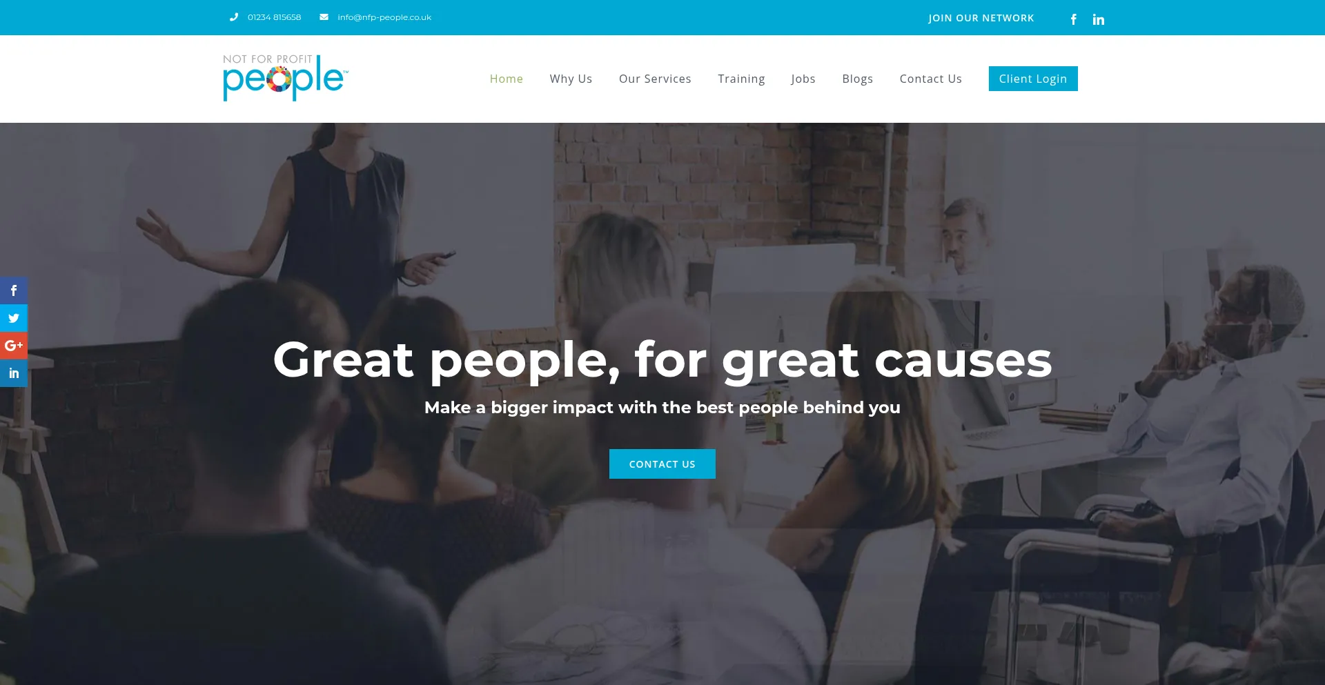 Website screenshot of Nfp-people.co.uk