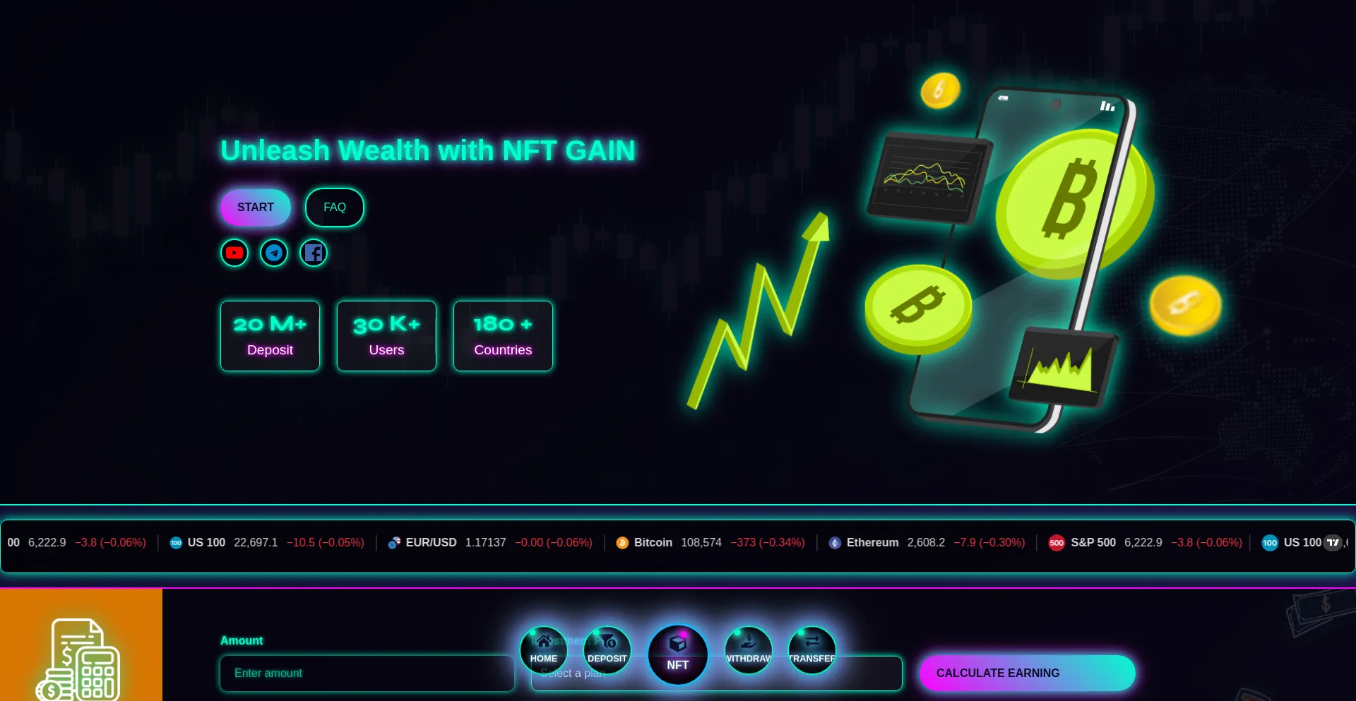 Website screenshot of Nftgain.cc