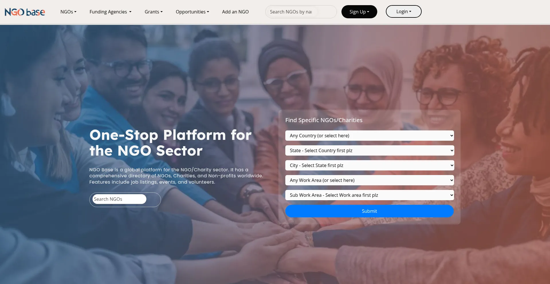 Website screenshot of Ngobase.org