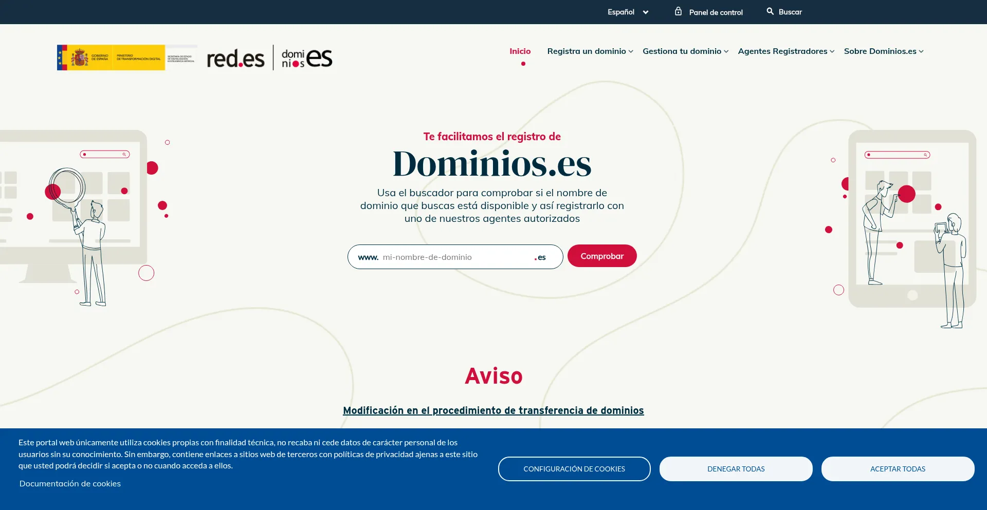 Website screenshot of Nic.es