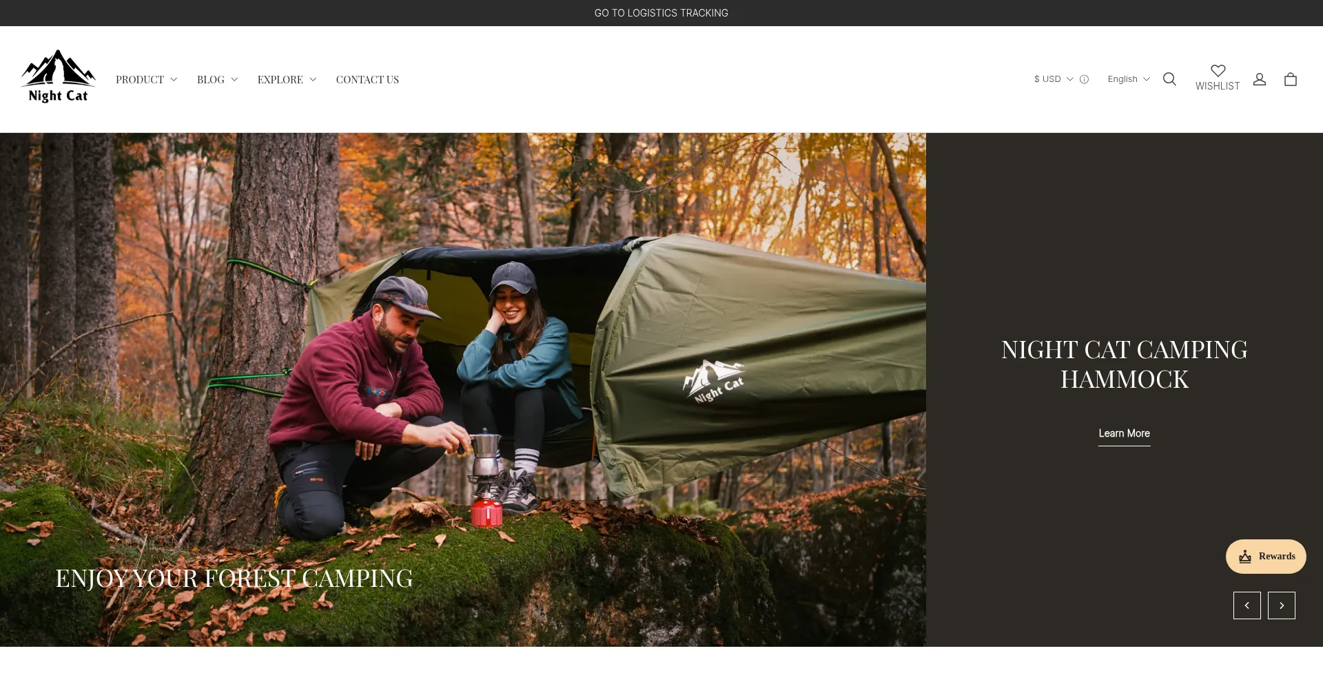 Website screenshot of Nightcat.com