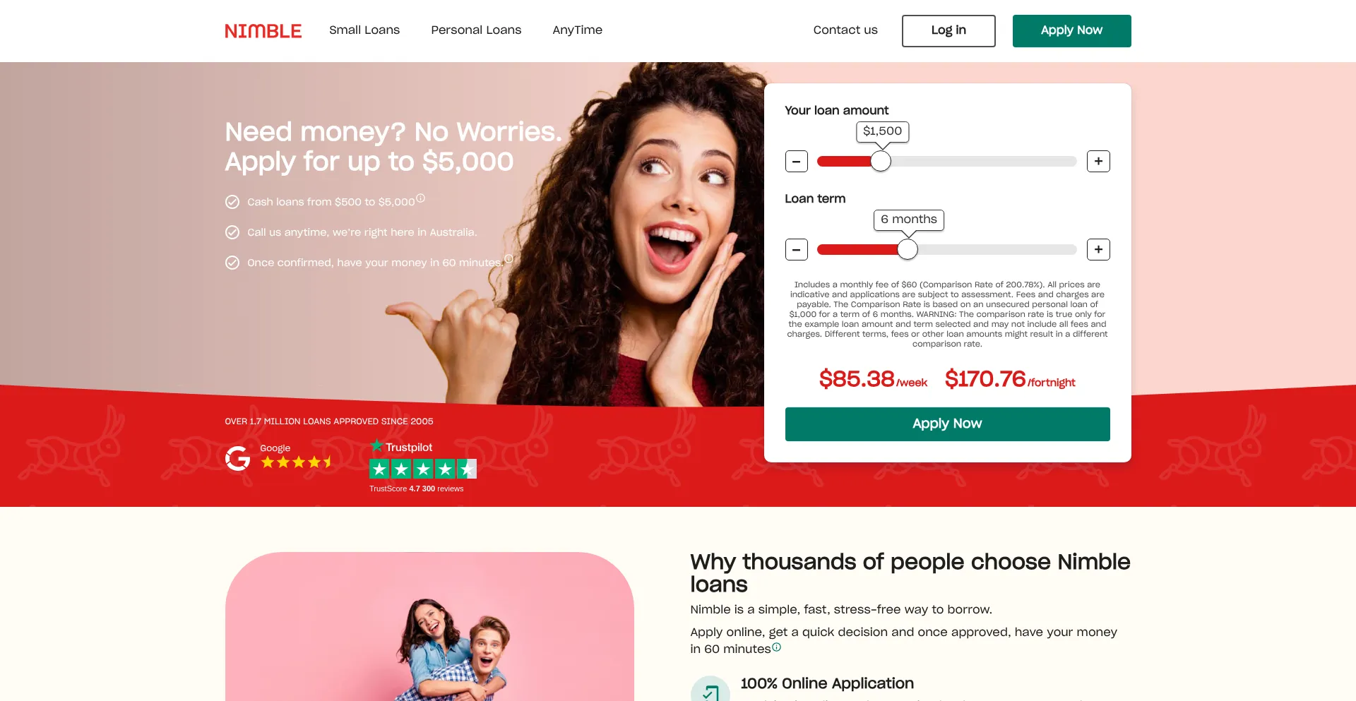 Website screenshot of Nimble.com.au