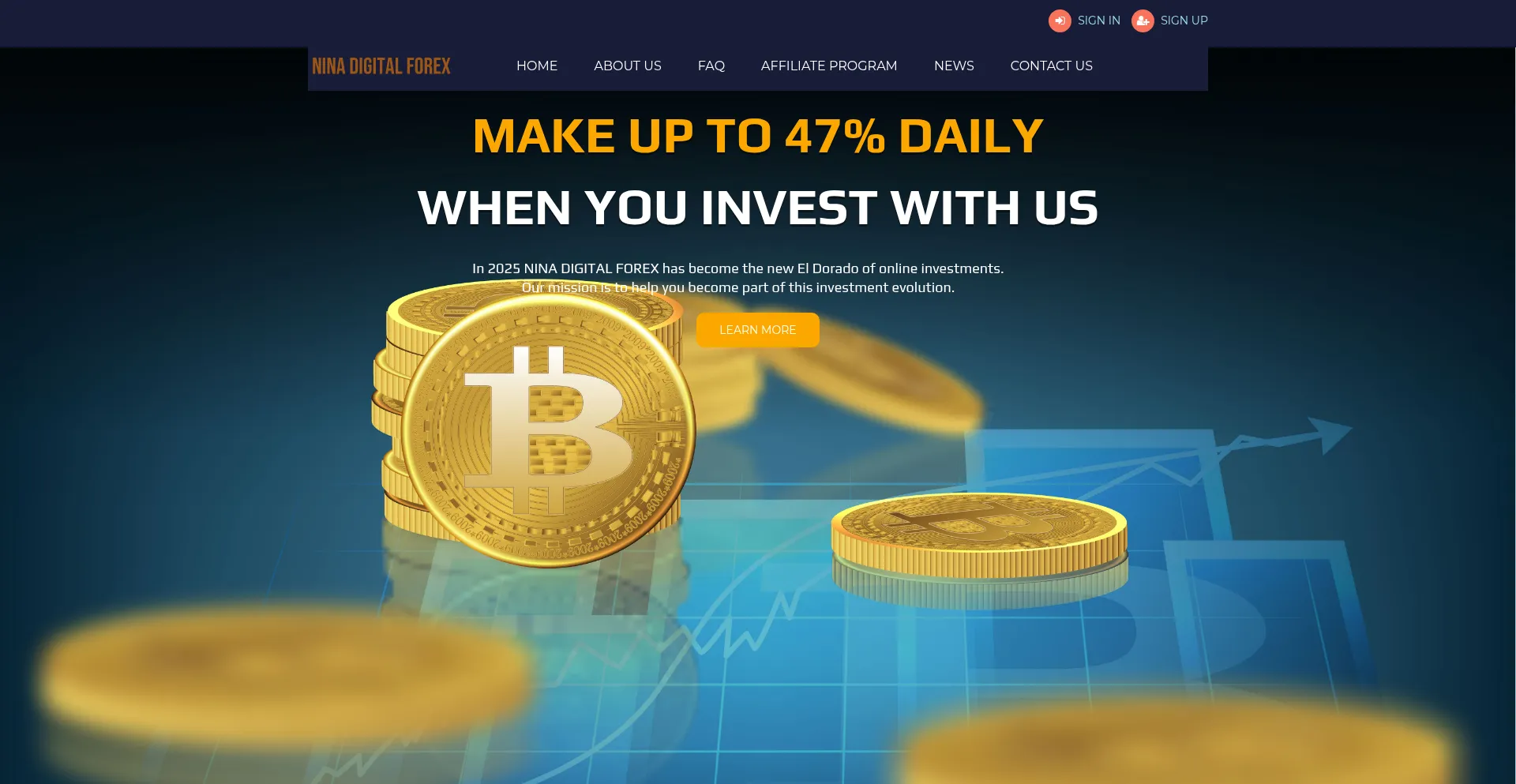 Website screenshot of Ninadigitalforex.com