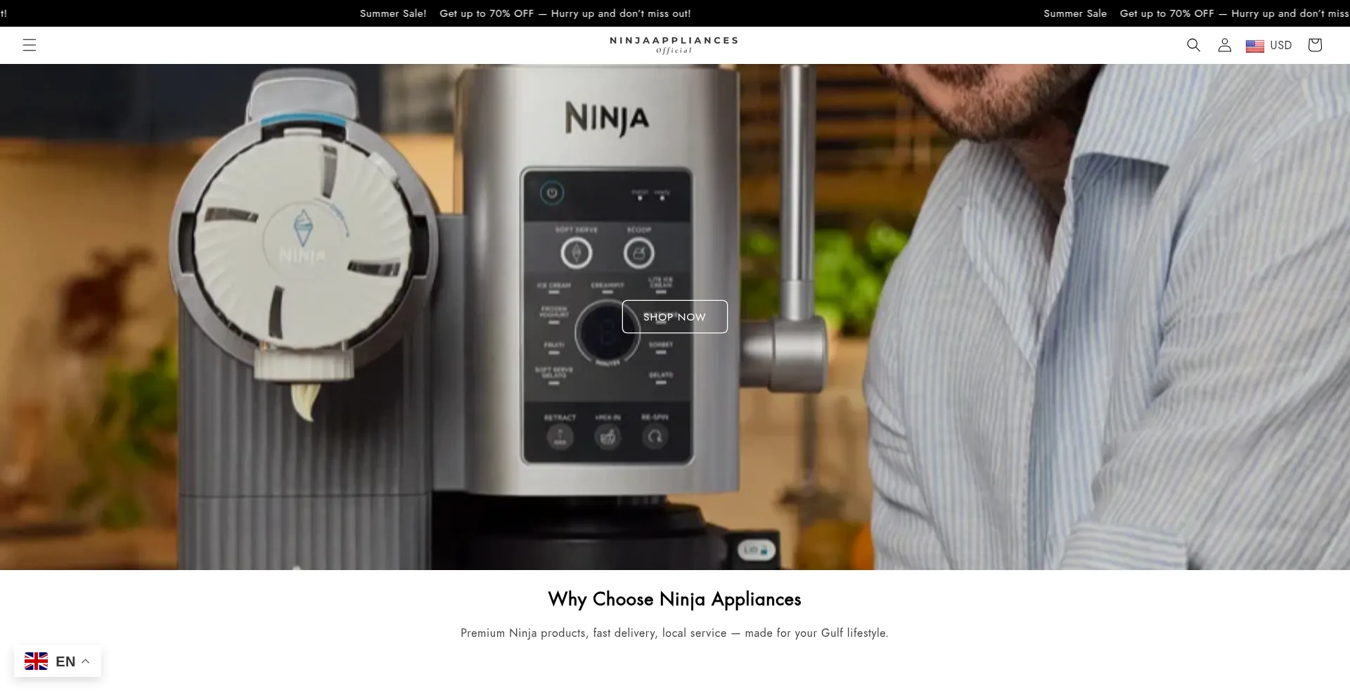 Website screenshot of Ninjaappliances.com