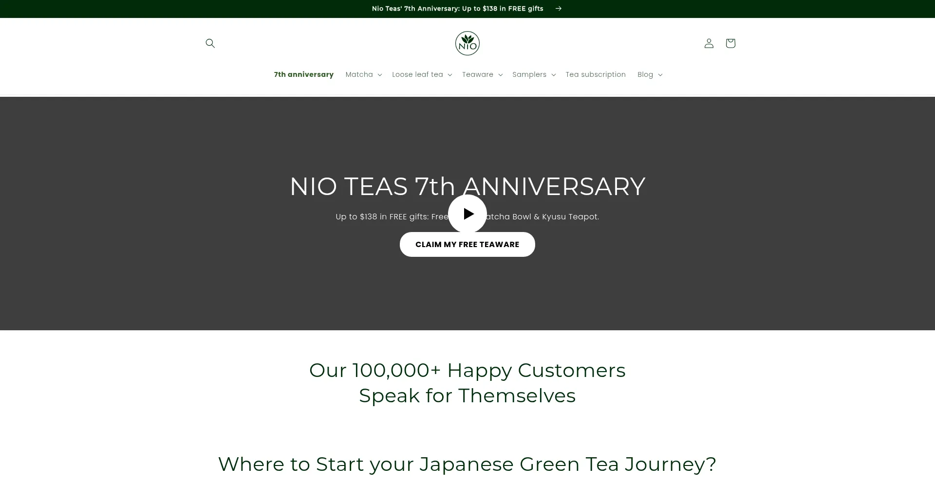 Website screenshot of Nioteas.com