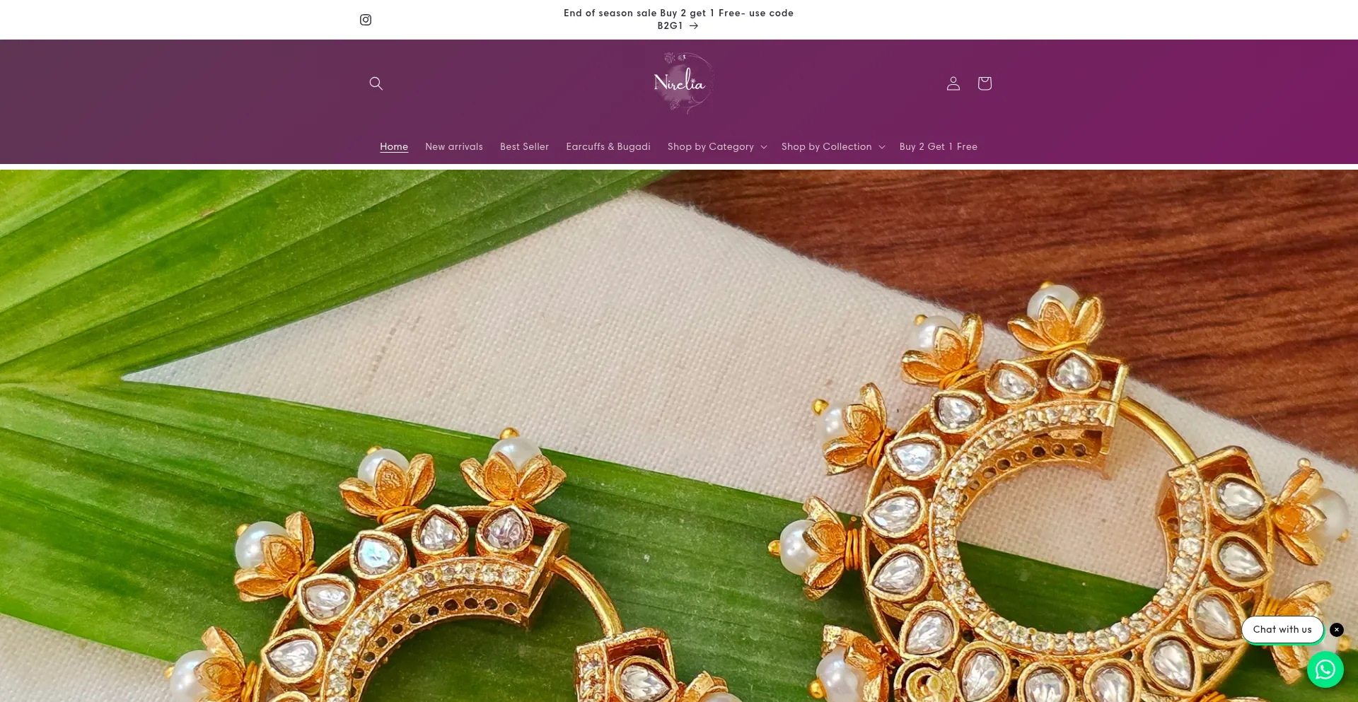 Website screenshot of Nirelia.com
