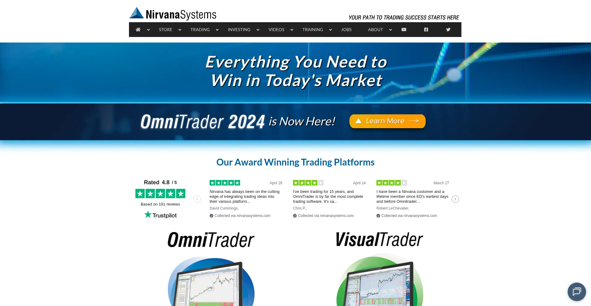 Website screenshot of Nirvanasystems.com