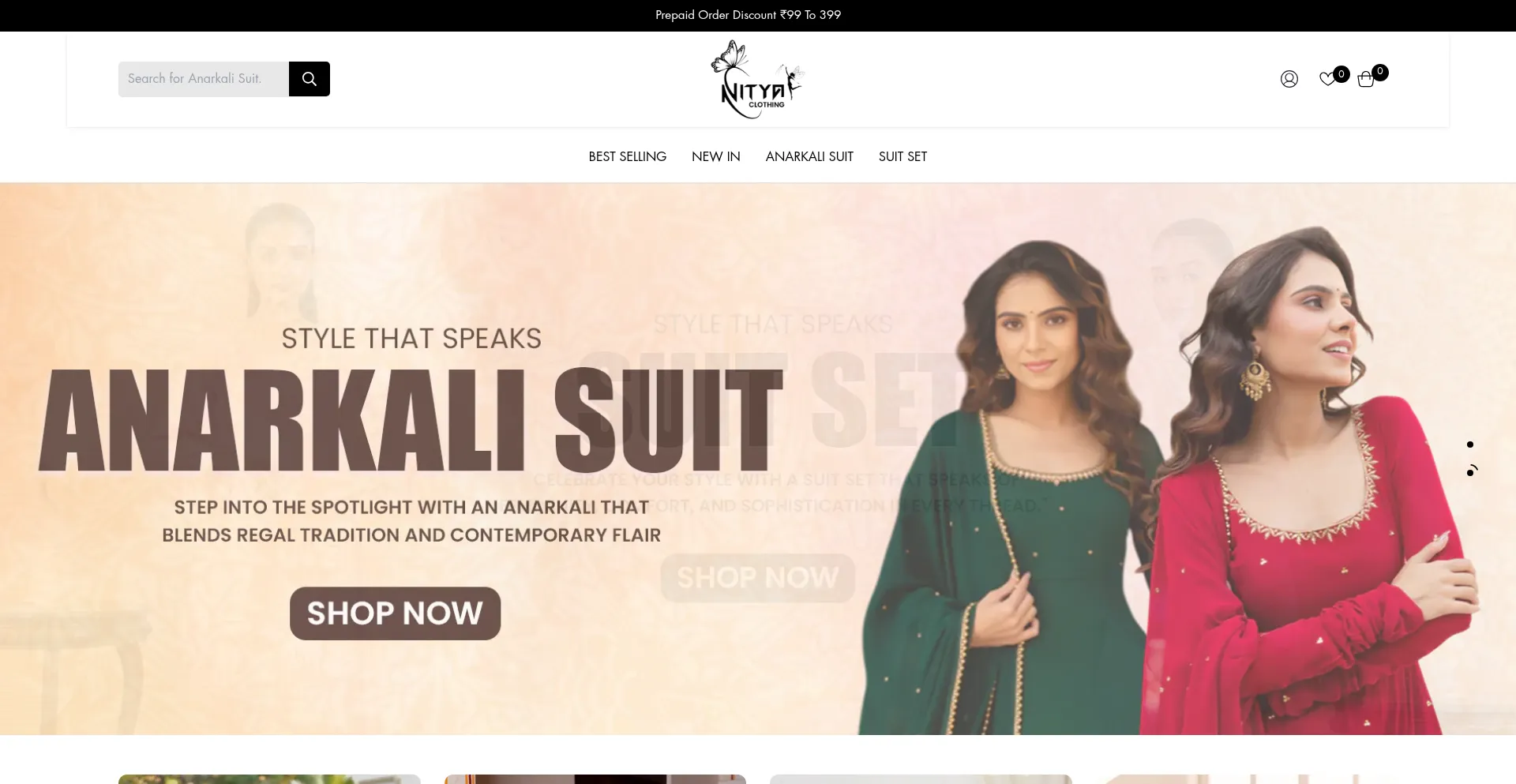 Website screenshot of Nityaclothing.com