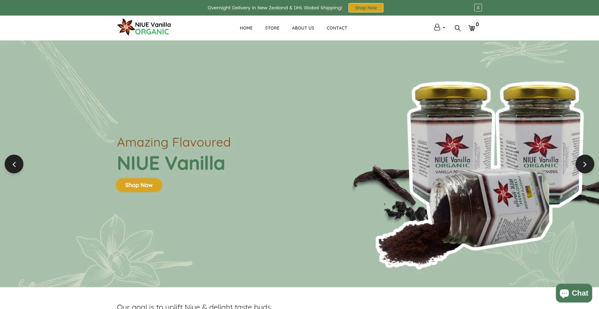 Website screenshot of Niuevanilla.co.nz