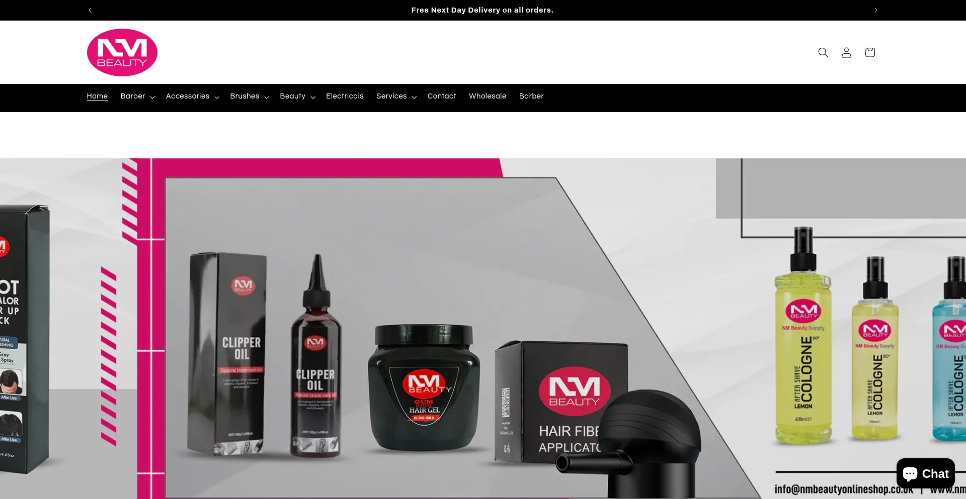 Website screenshot of Nmbeautyonlineshop.co.uk