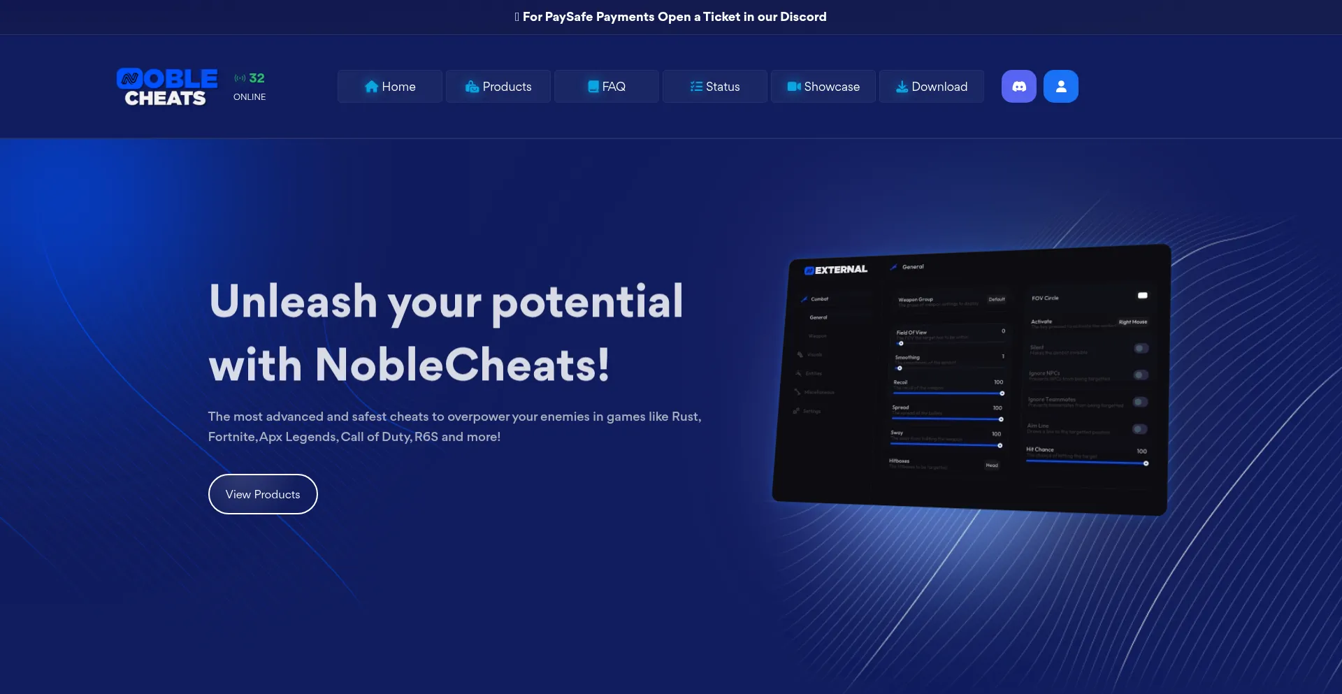 Website screenshot of Noblecheats.net