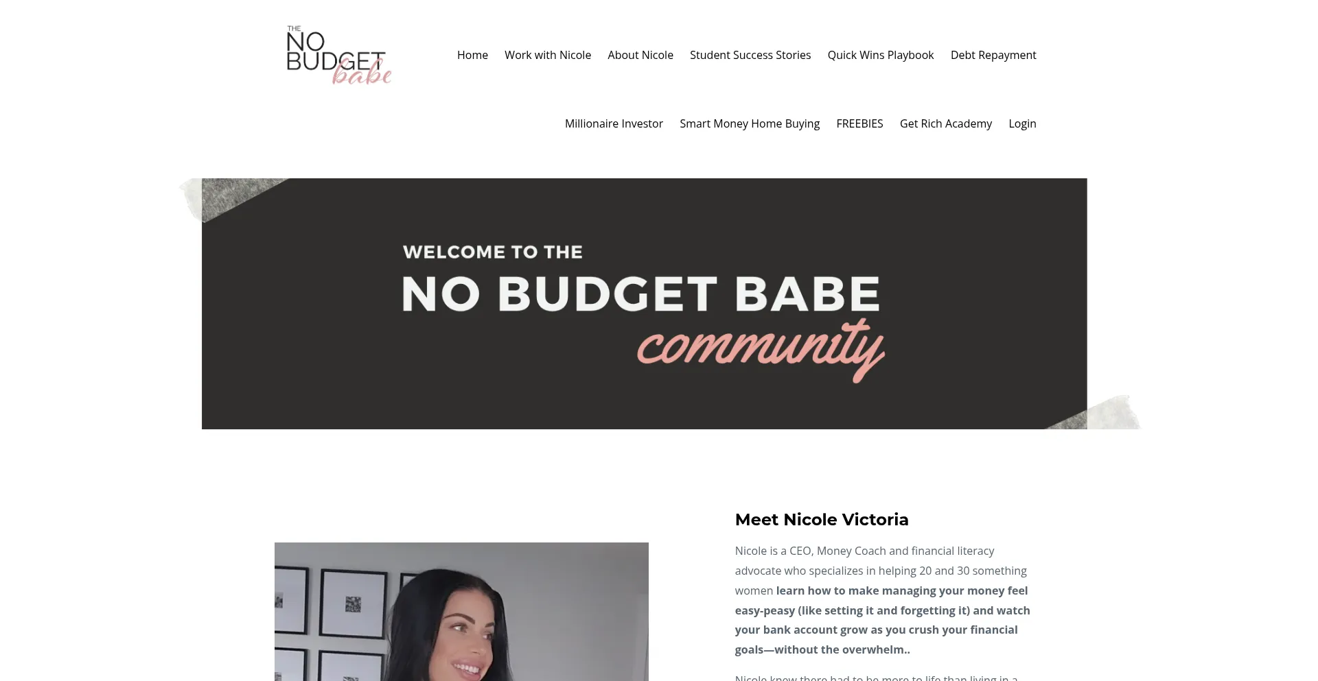 Website screenshot of Nobudgetbabe.com