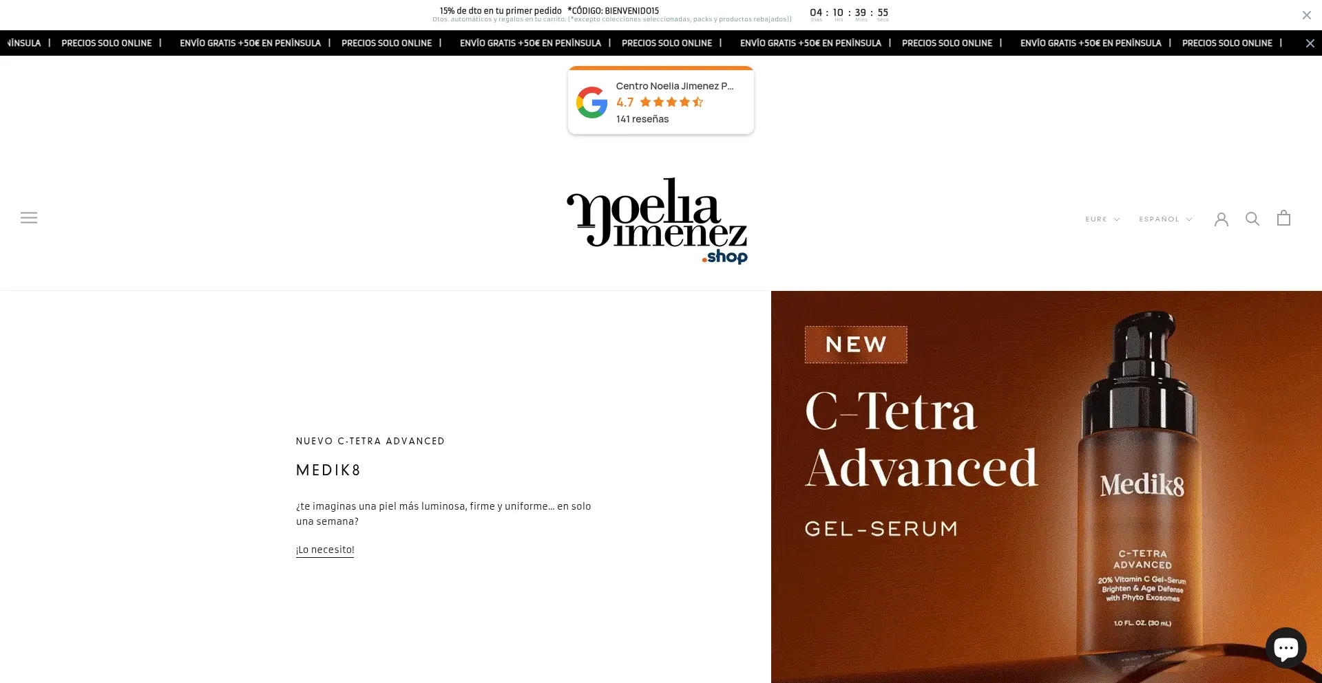 Website screenshot of Noeliajimenezshop.com