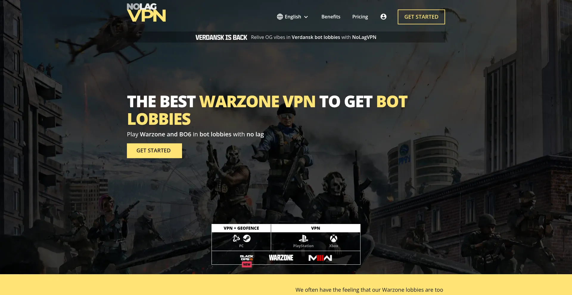 Website screenshot of Nolagvpn.com