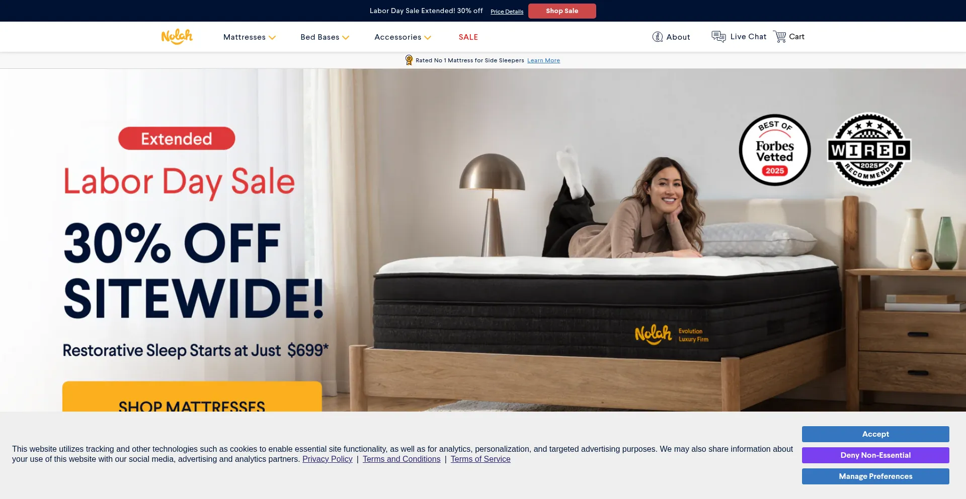 Website screenshot of Nolahsleep.com