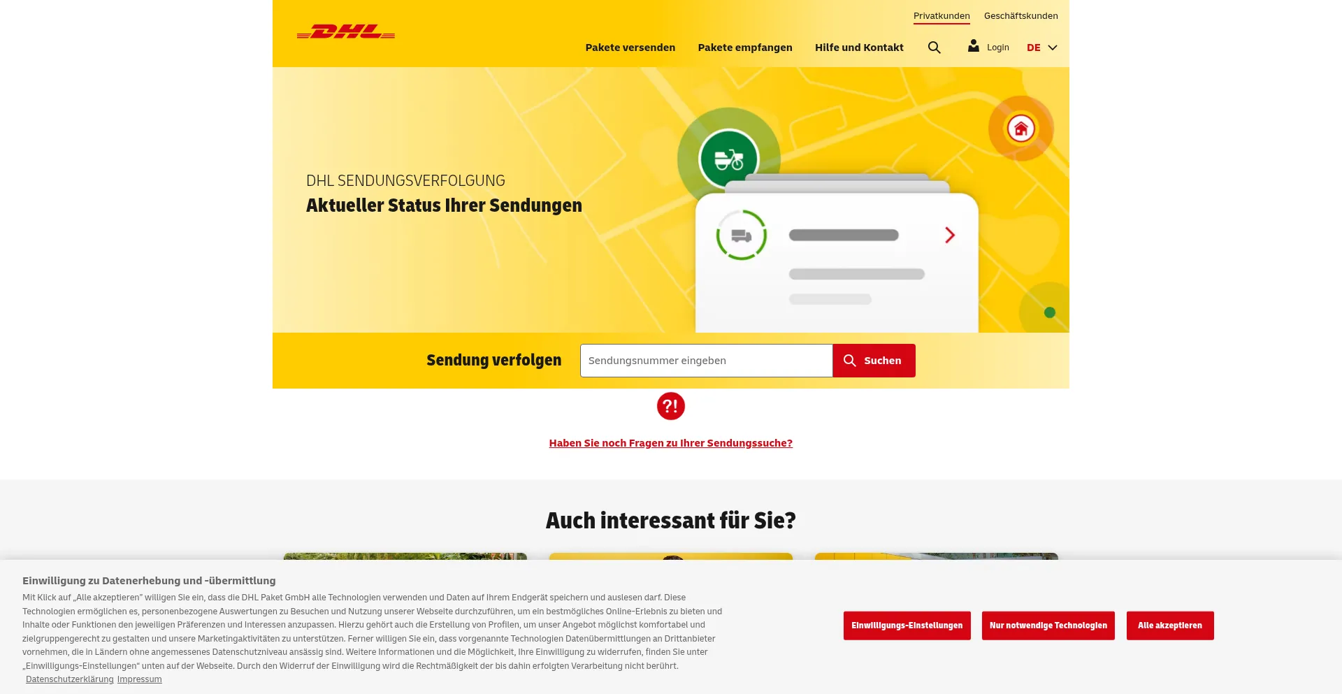 Website screenshot of Nolp.dhl.de