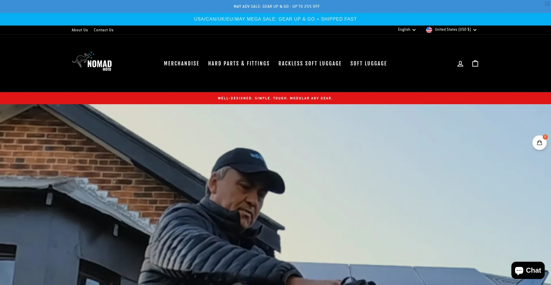Website screenshot of Nomad-moto.com