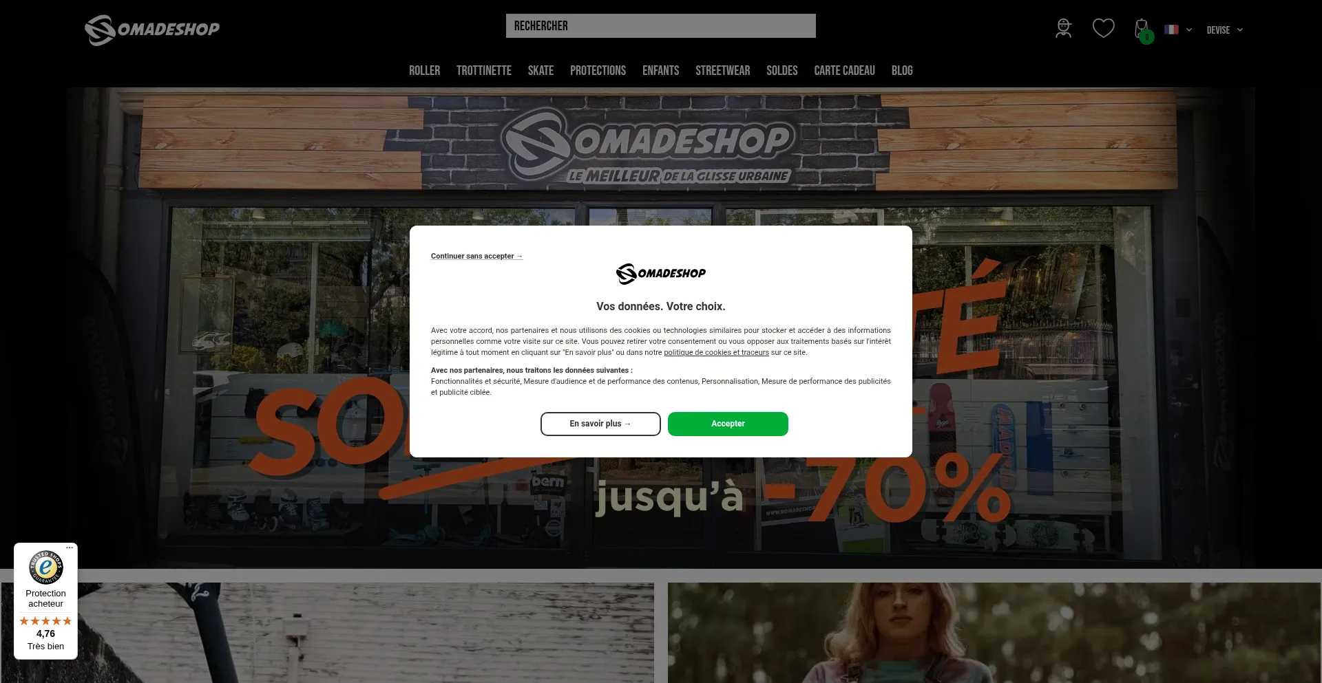 Website screenshot of Nomadeshop.com
