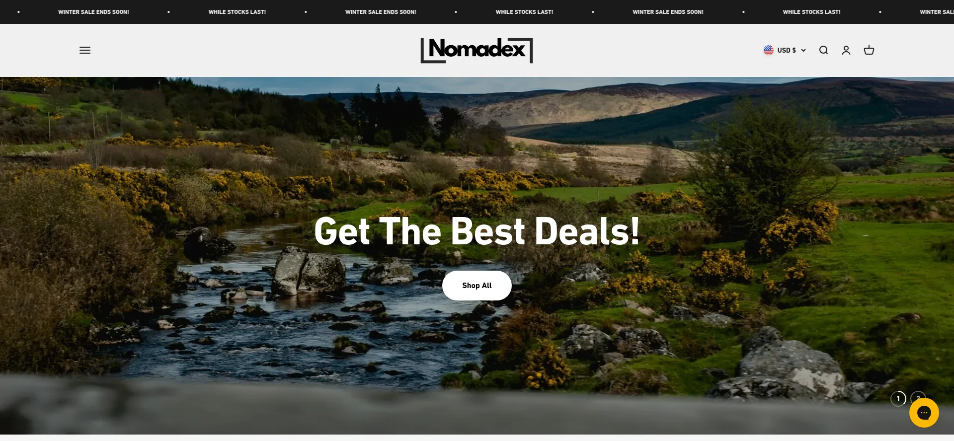 Website screenshot of Nomadex.co