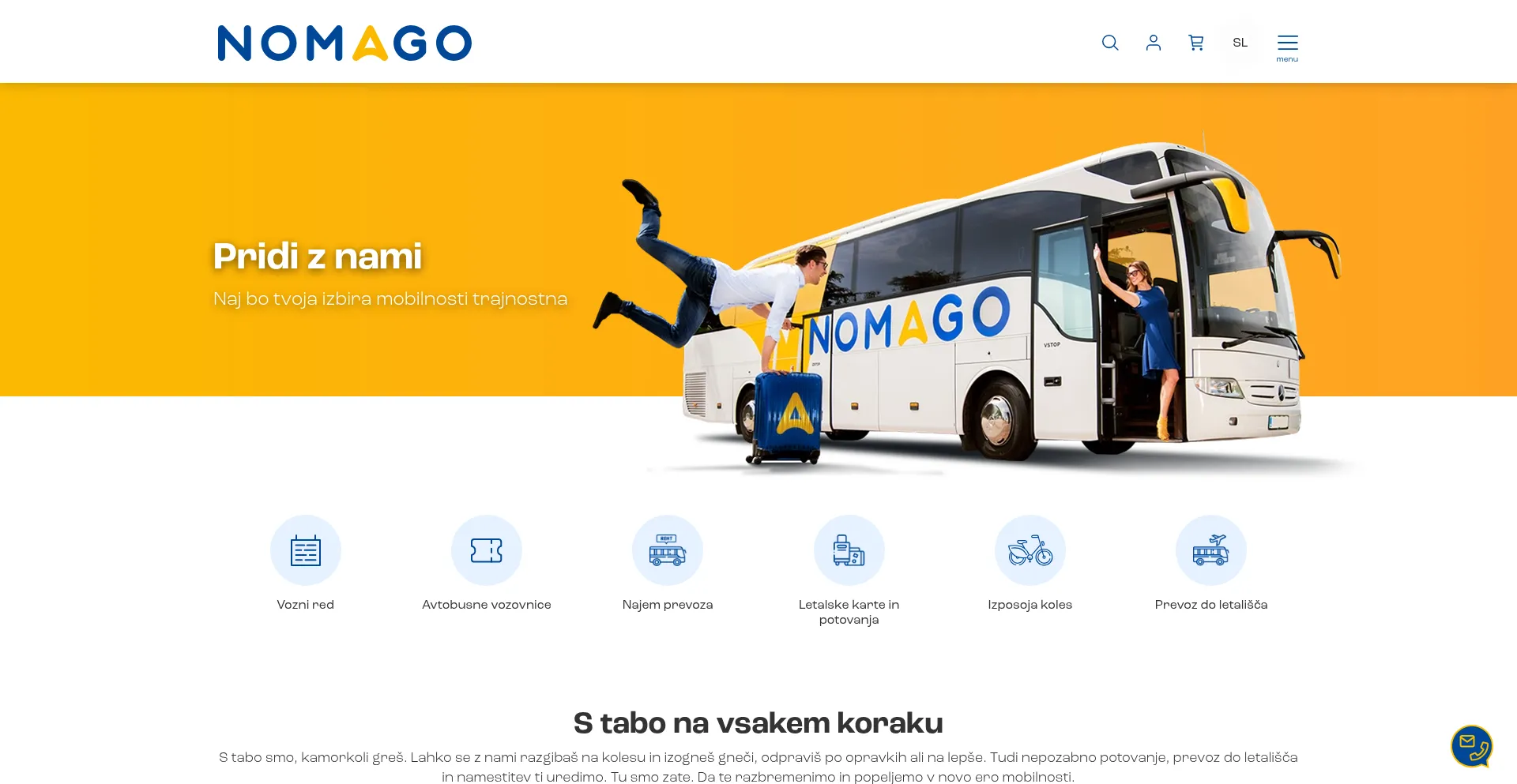 Website screenshot of Nomago.si