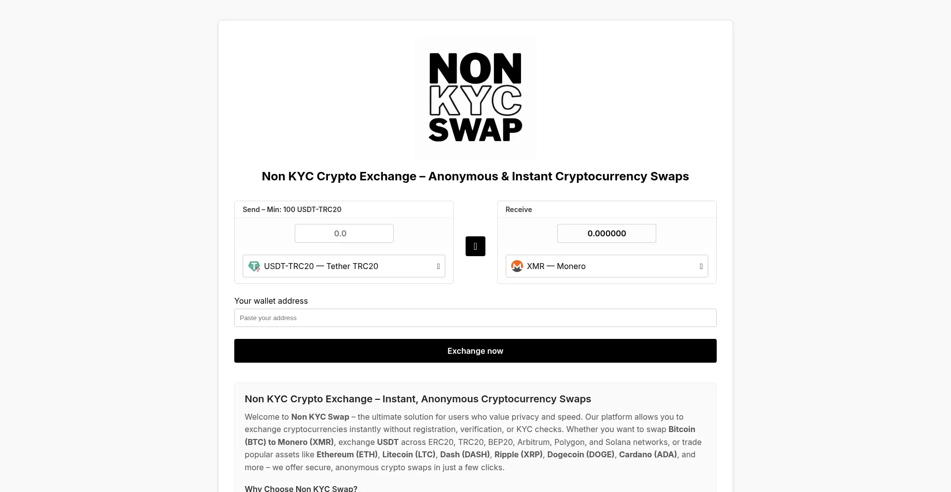 Nonkycswap.com