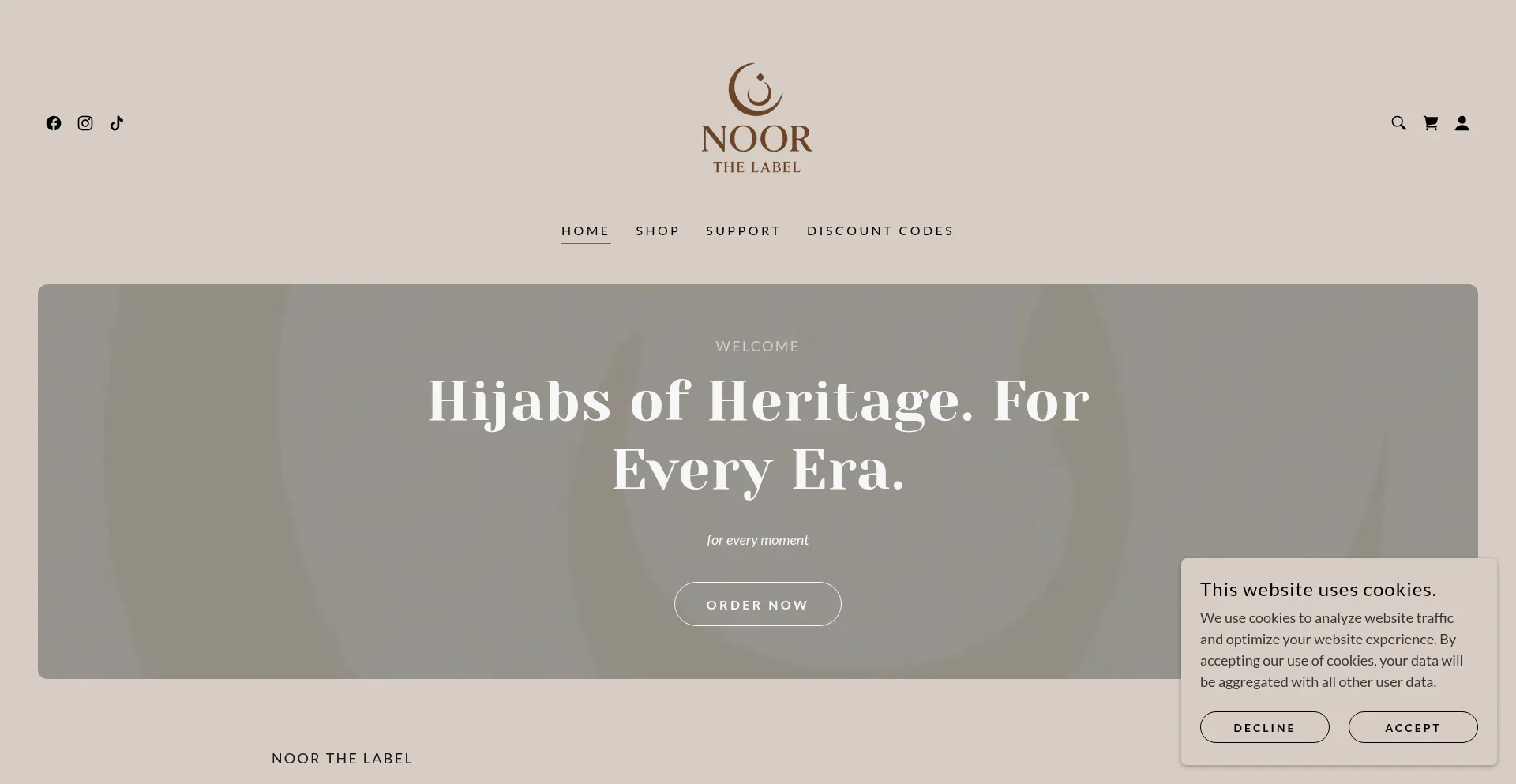 Website screenshot of Noorthelabel.co