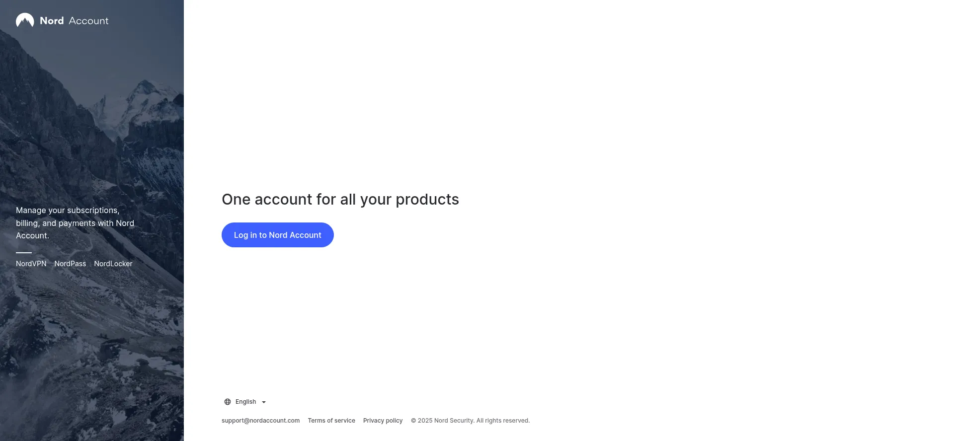 Website screenshot of Nordaccount.com